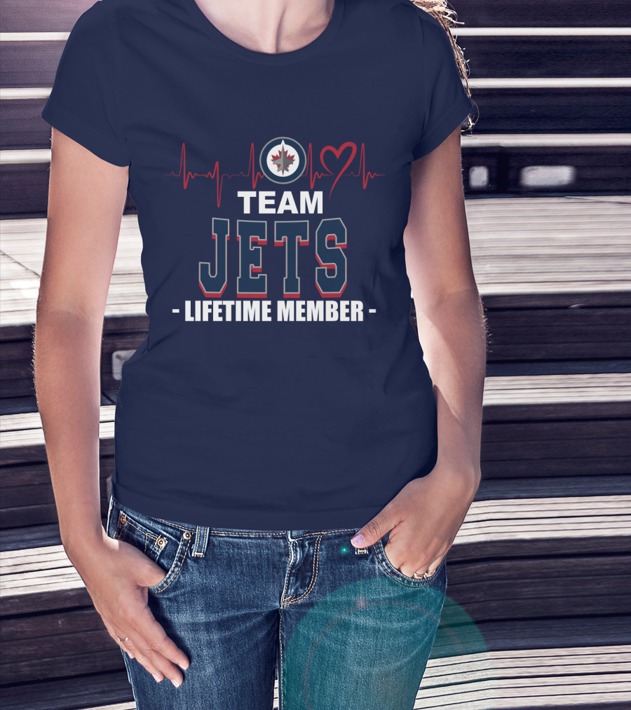 Team Jets Lifetime Member Winnipeg Jets Heartbeat T-Shirt