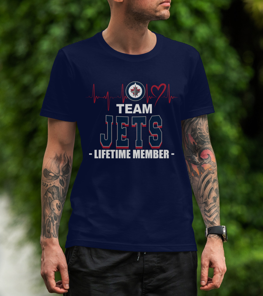 Team Jets Lifetime Member Winnipeg Jets Heartbeat T-Shirt