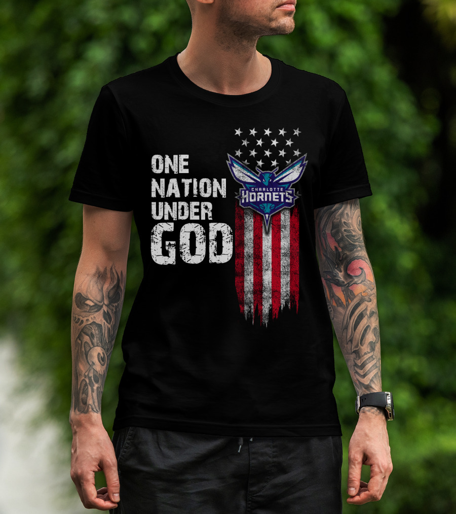One Nation Under God Charlotte Hornets Stars Stripes T-Shirt