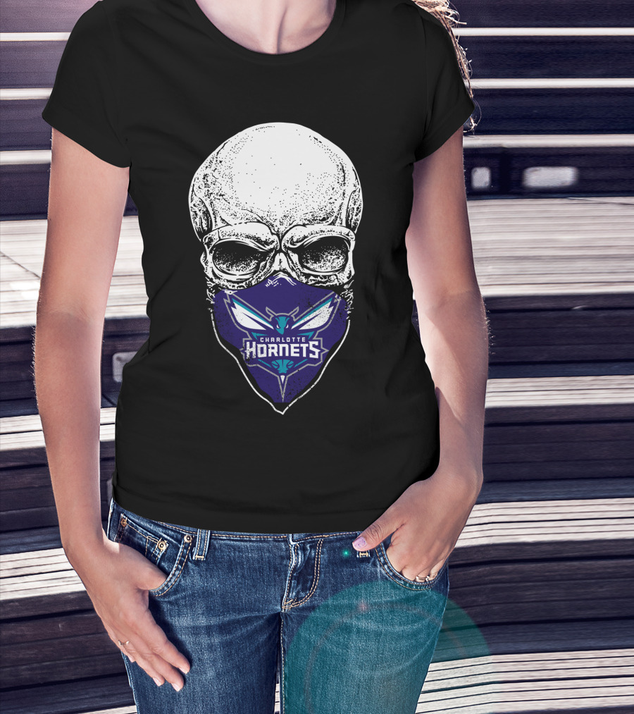 Charlotte Hornets Skull Mask T-Shirt