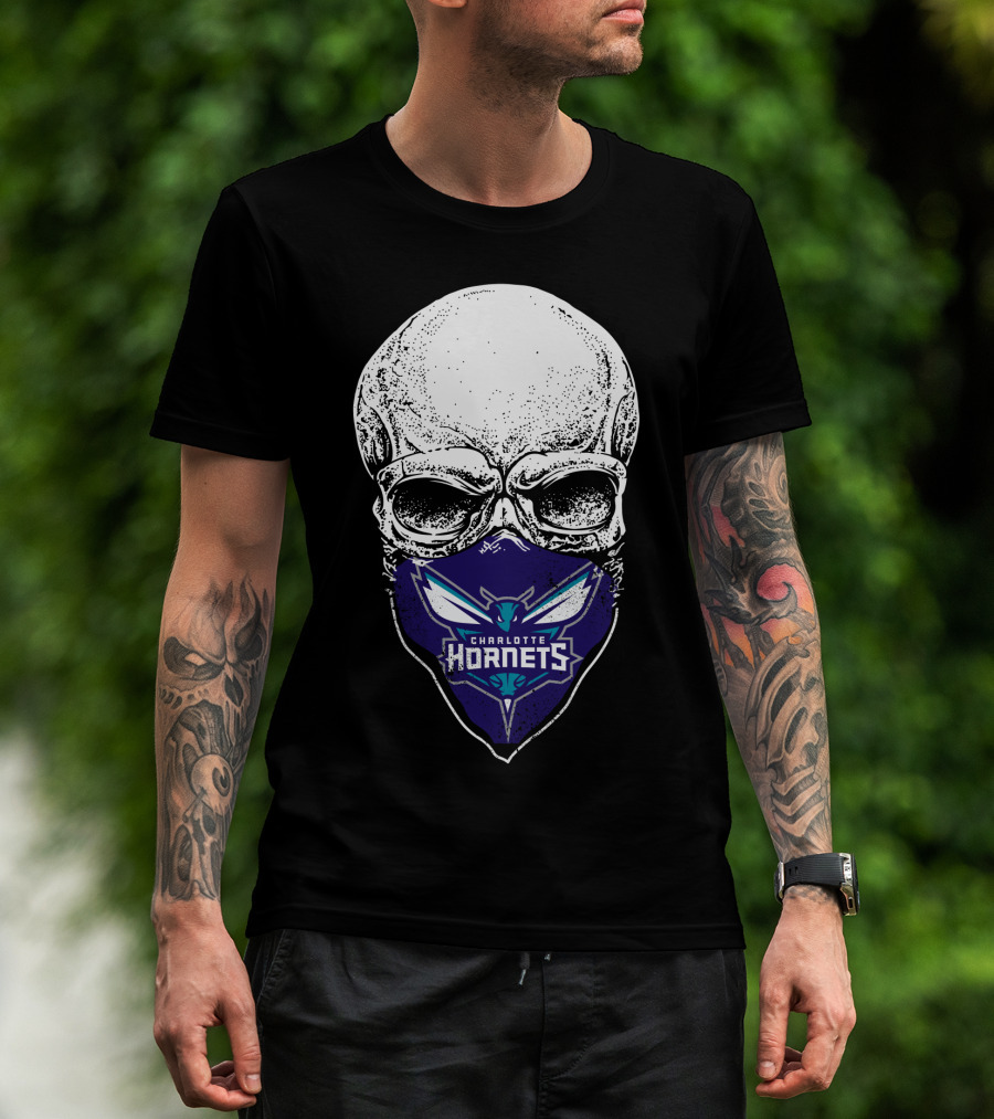 Charlotte Hornets Skull Mask T-Shirt