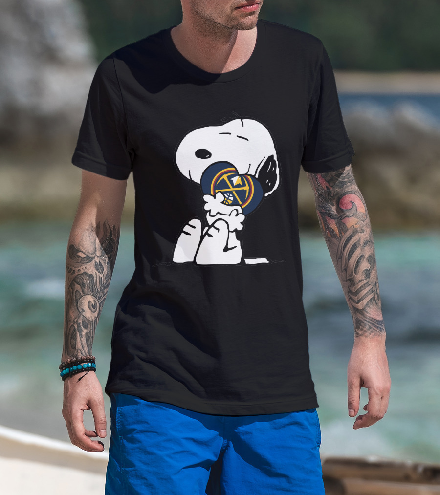 Denver Nuggets Snoopy Hugging Basketball T-Shirt