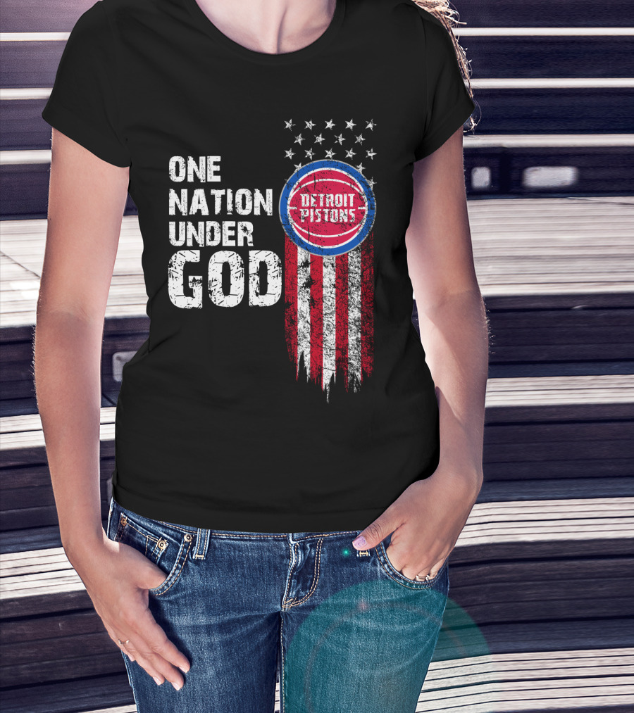 One Nation Under God Detroit Pistons Stars And Stripes T-Shirt