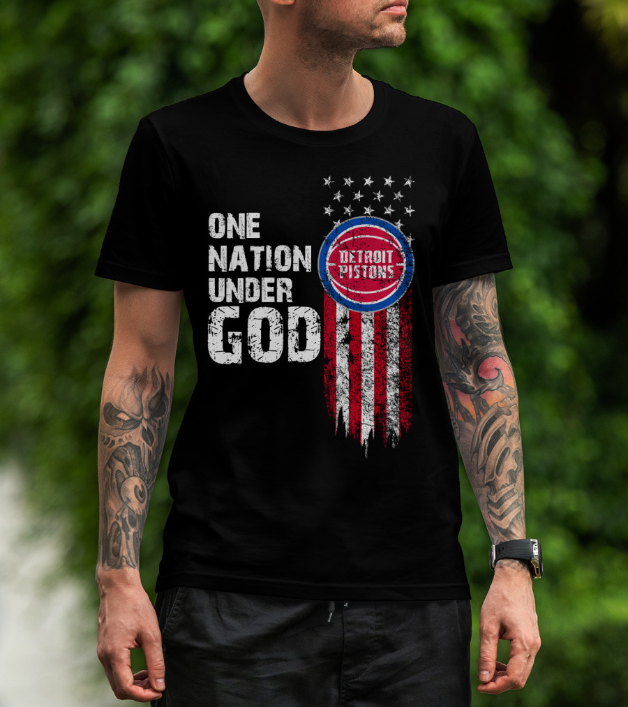 One Nation Under God Detroit Pistons Stars And Stripes T-Shirt
