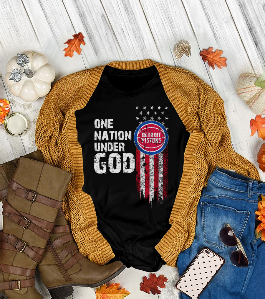 One Nation Under God Detroit Pistons Stars And Stripes T-Shirt