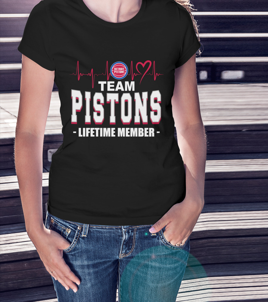 Detroit Pistons Team Pistons Lifetime Member Heartbeat T-Shirt