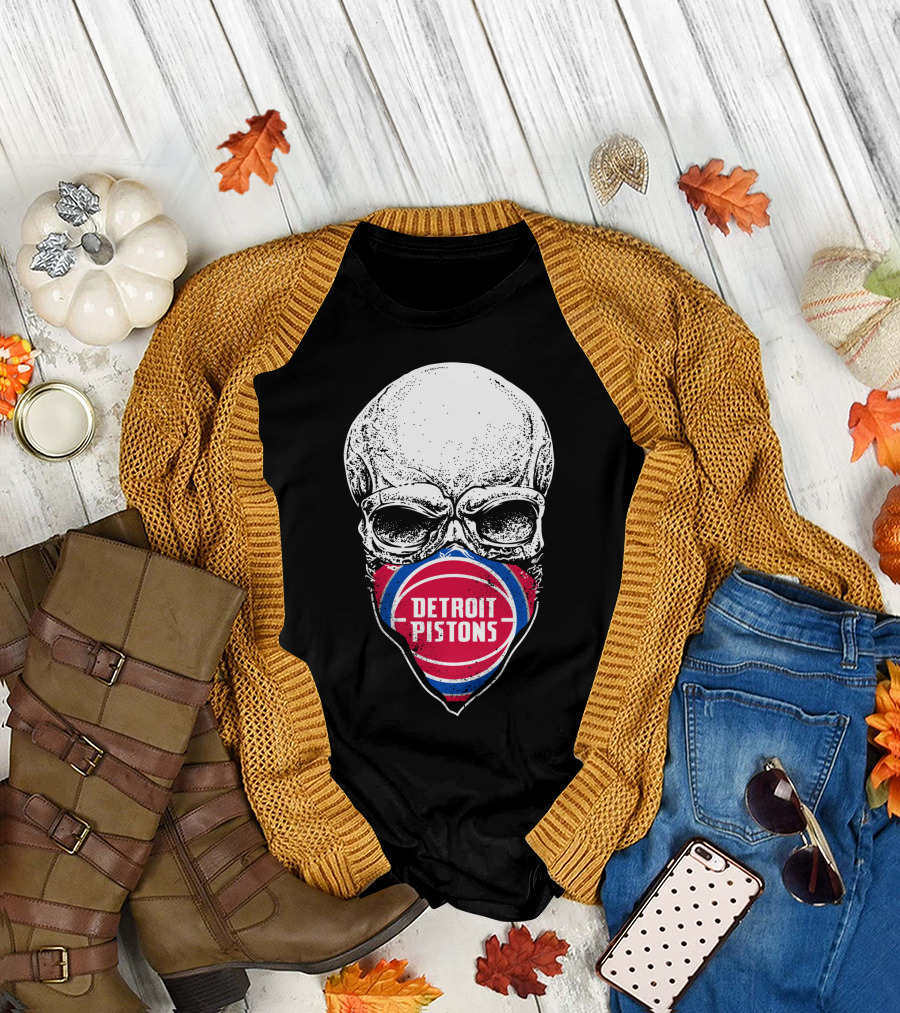 Detroit Pistons Skull Masked T-Shirt
