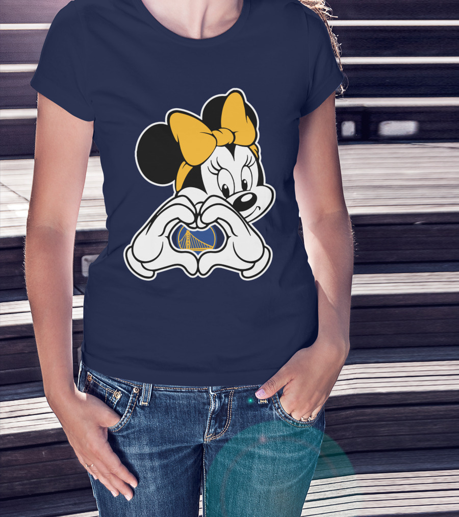Golden State Warriors Heart Hands Minnie Mouse T-Shirt