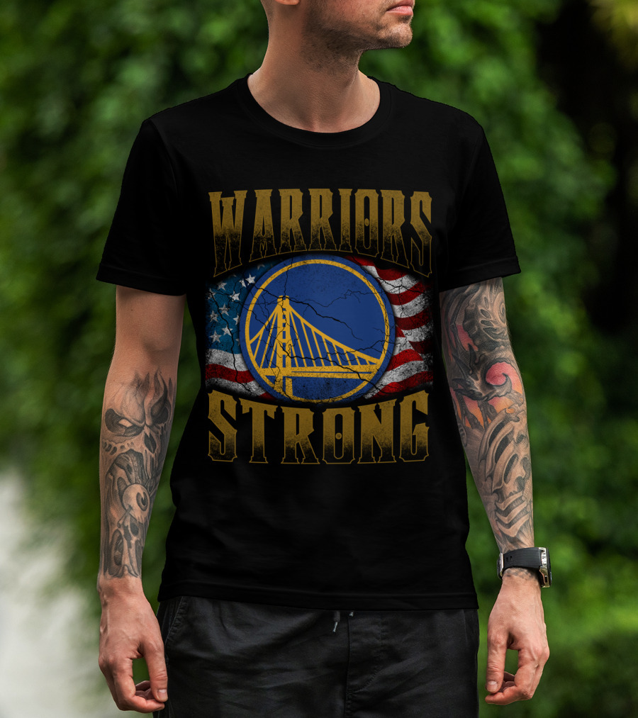 Warriors Strong Golden State American Flag Bridge T-Shirt