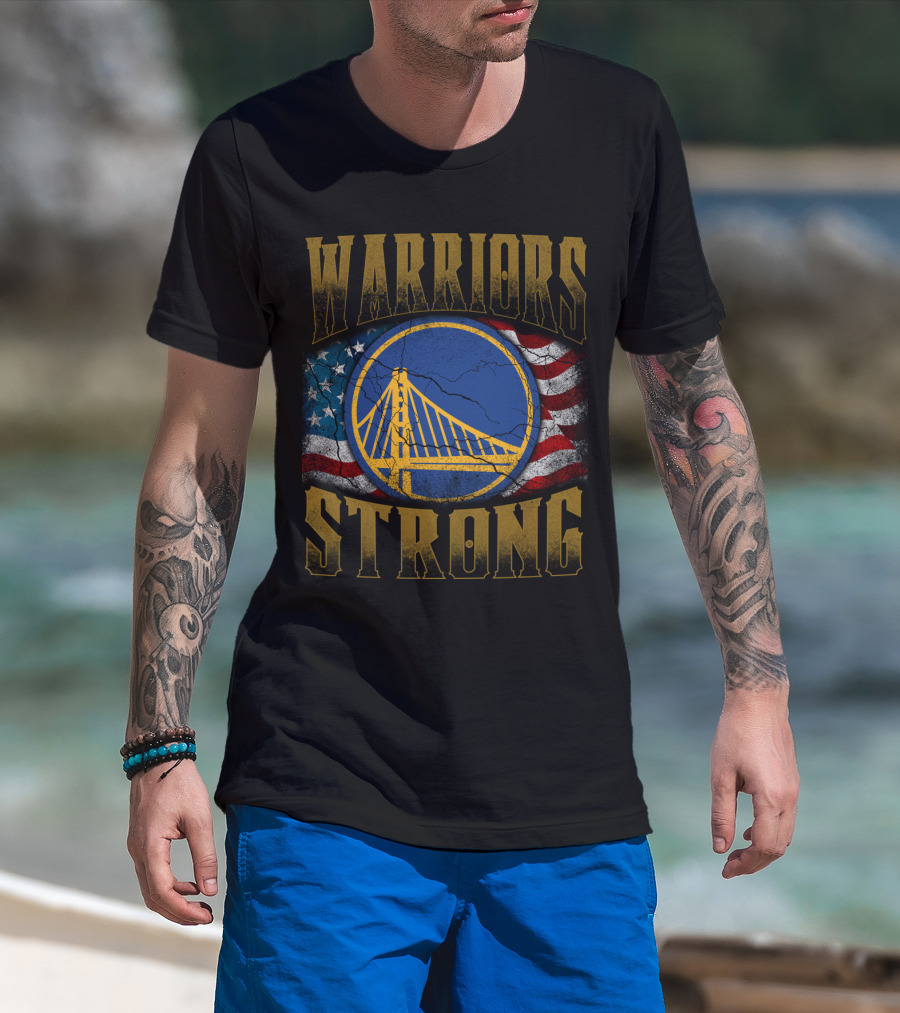 Warriors Strong Golden State American Flag Bridge T-Shirt