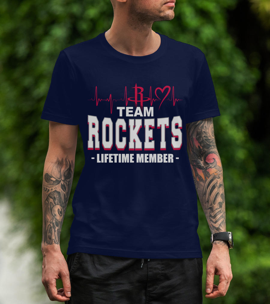 Team Rockets Lifetime Member Heartbeat Houston Rockets T-Shirt