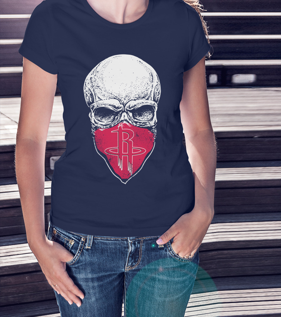 Houston Rockets Skull Logo Face Mask T-Shirt