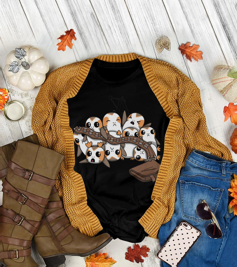 Porgs Overload Chewbacca Bandolier Fun T-Shirt