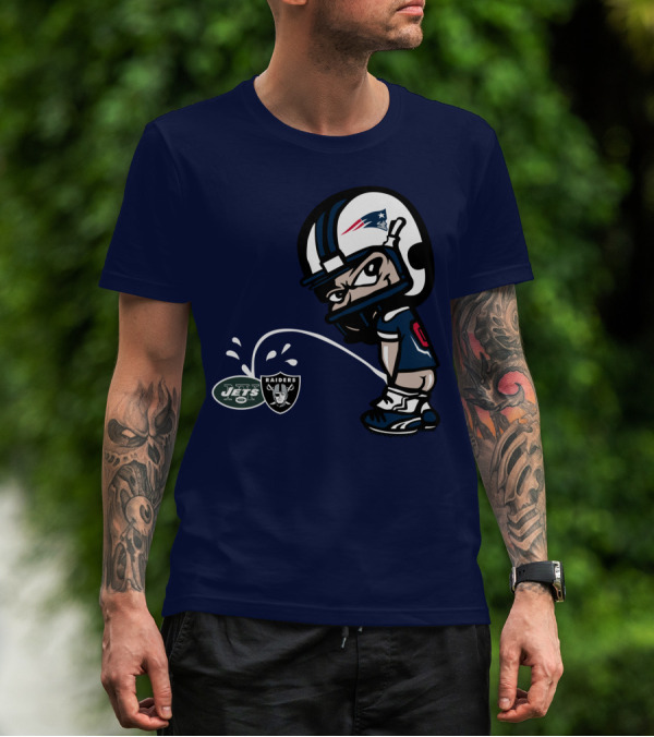 New England Patriots Vs Jets Raiders Rivalry Comic Style T-Shirt