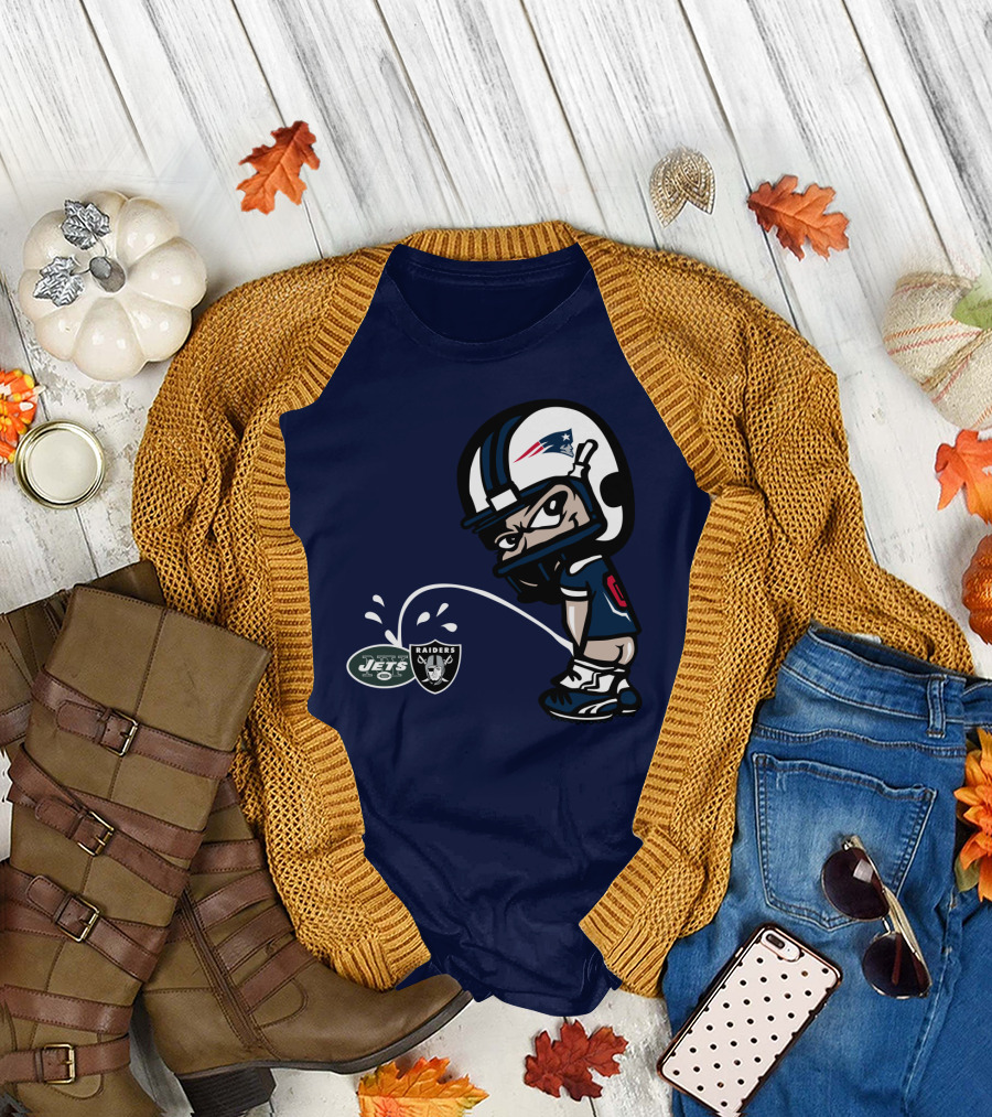 New England Patriots Vs Jets Raiders Rivalry Comic Style T-Shirt