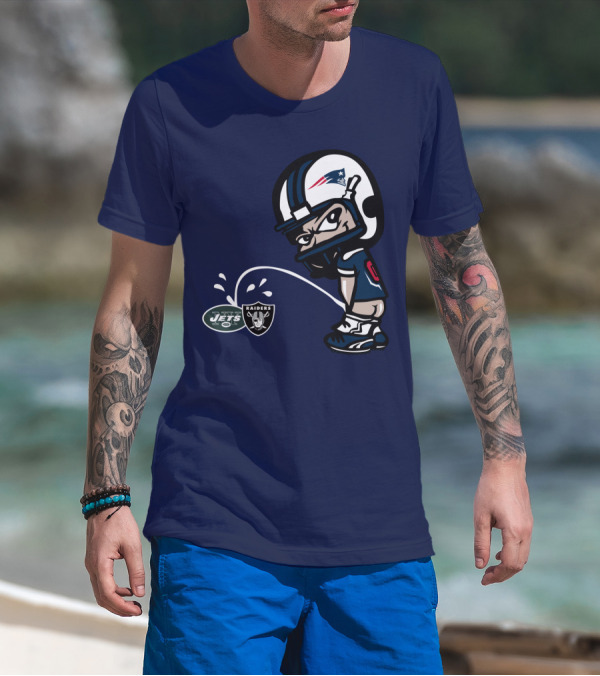 New England Patriots Vs Jets Raiders Rivalry Comic Style T-Shirt