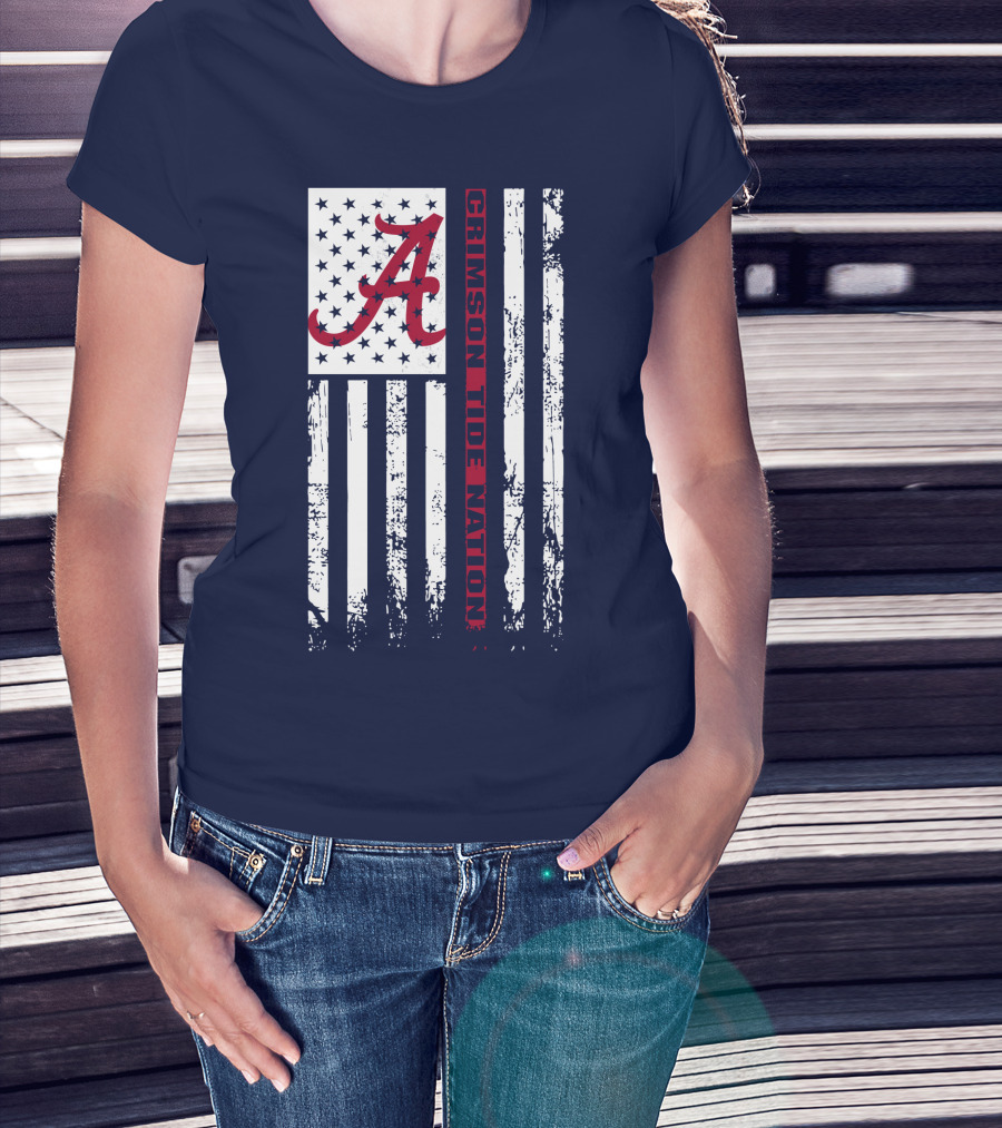 A Crimson Tide Nation Flag Stars Stripes Alabama T-Shirt
