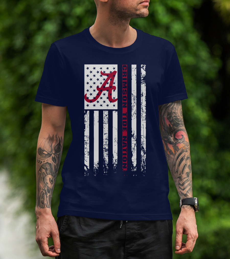 A Crimson Tide Nation Flag Stars Stripes Alabama T-Shirt