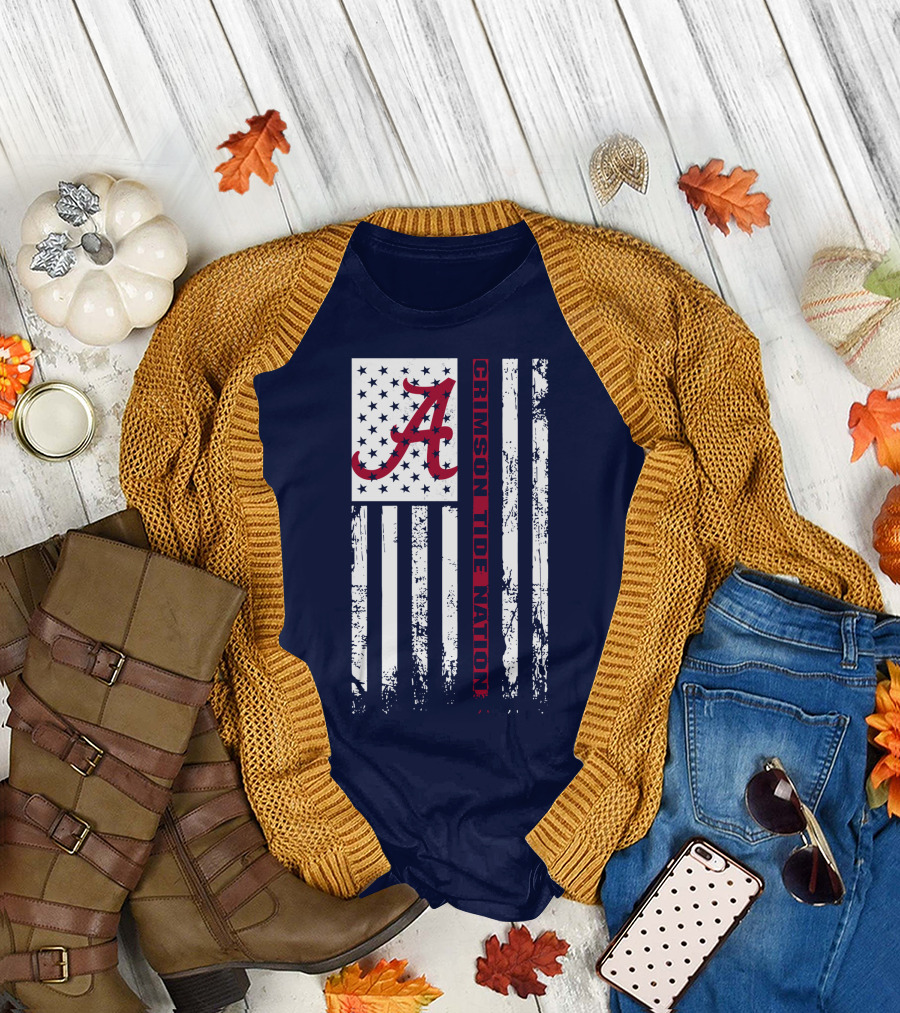 A Crimson Tide Nation Flag Stars Stripes Alabama T-Shirt