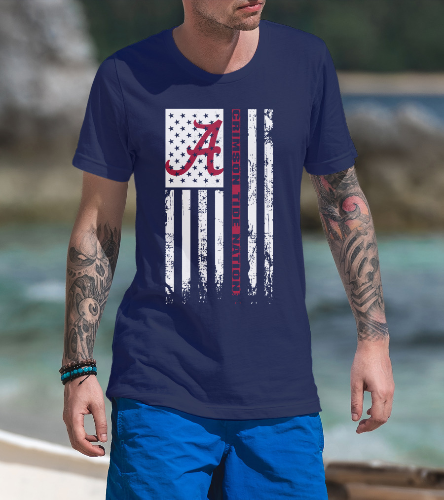A Crimson Tide Nation Flag Stars Stripes Alabama T-Shirt