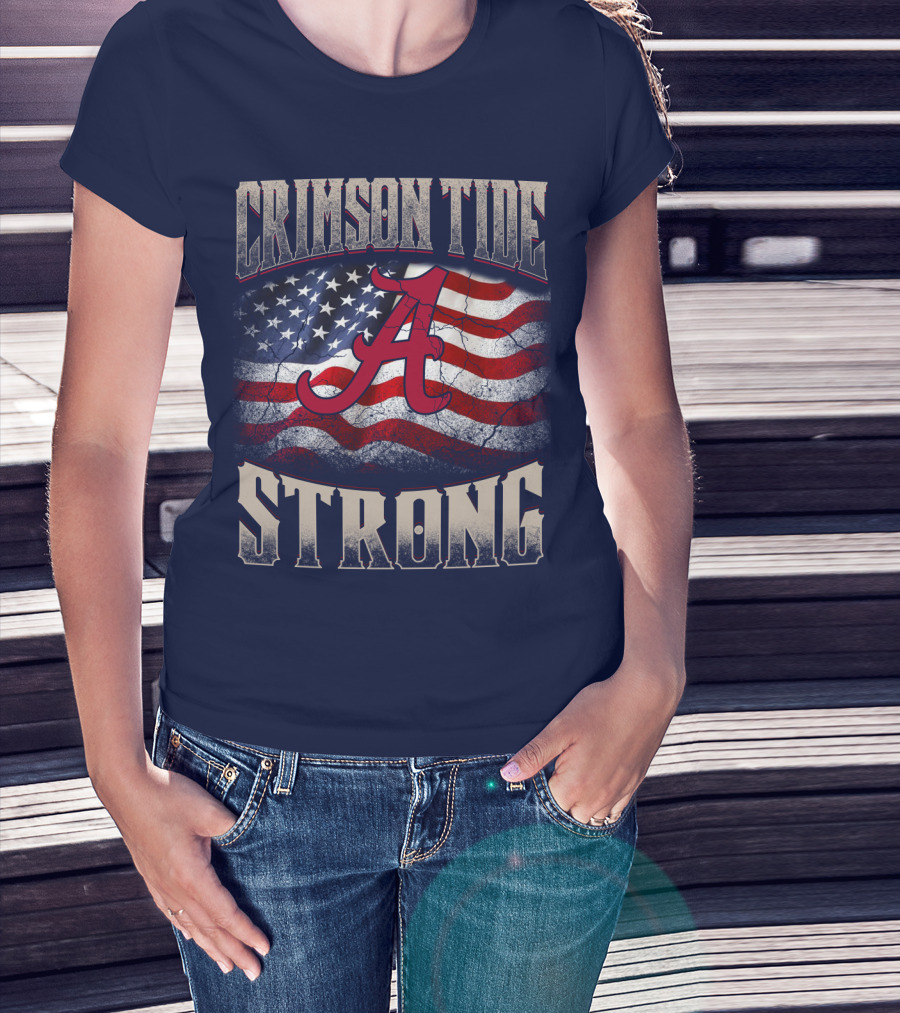 Crimson Tide Strong A American Flag T-Shirt