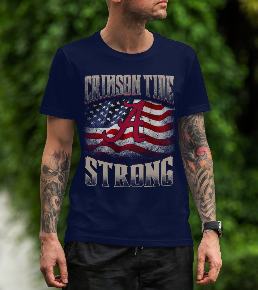 Crimson Tide Strong A American Flag T-Shirt