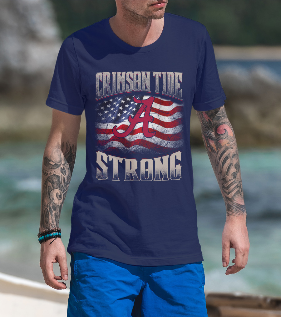 Crimson Tide Strong A American Flag T-Shirt