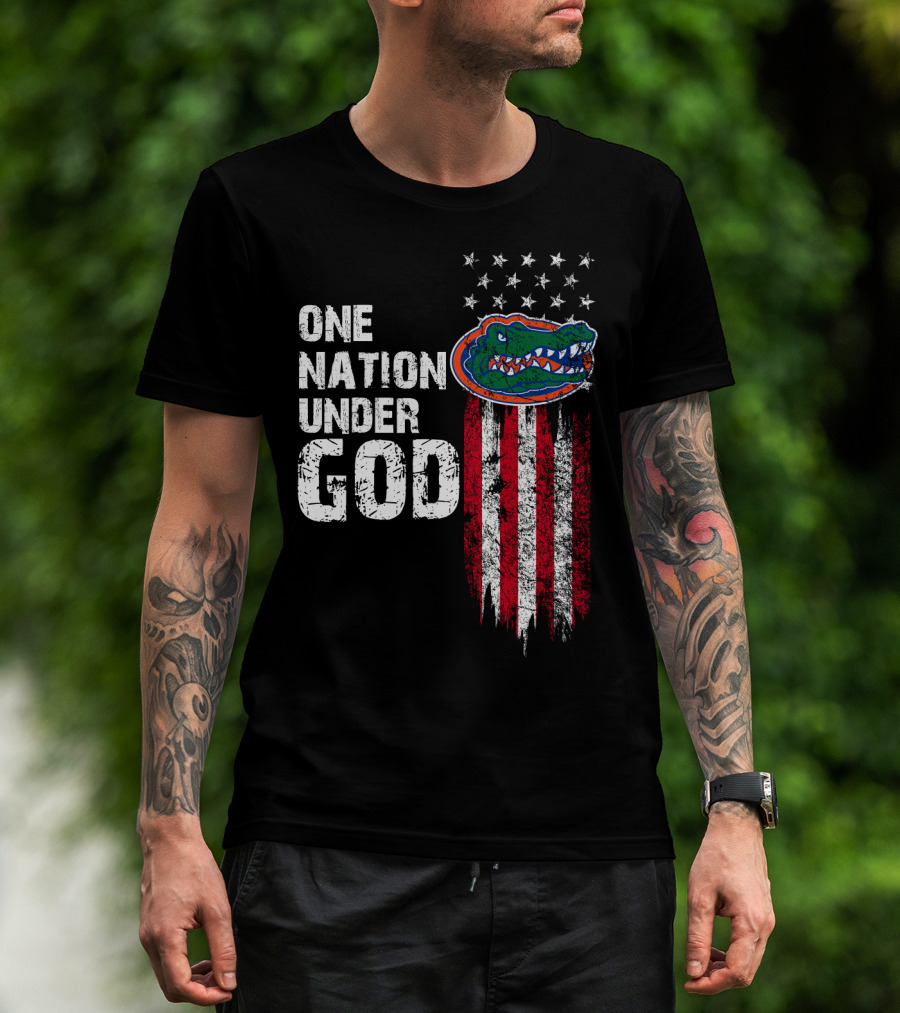 One Nation Under God Florida Gators American Flag Stars T-Shirt