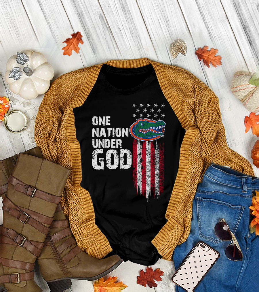 One Nation Under God Florida Gators American Flag Stars T-Shirt