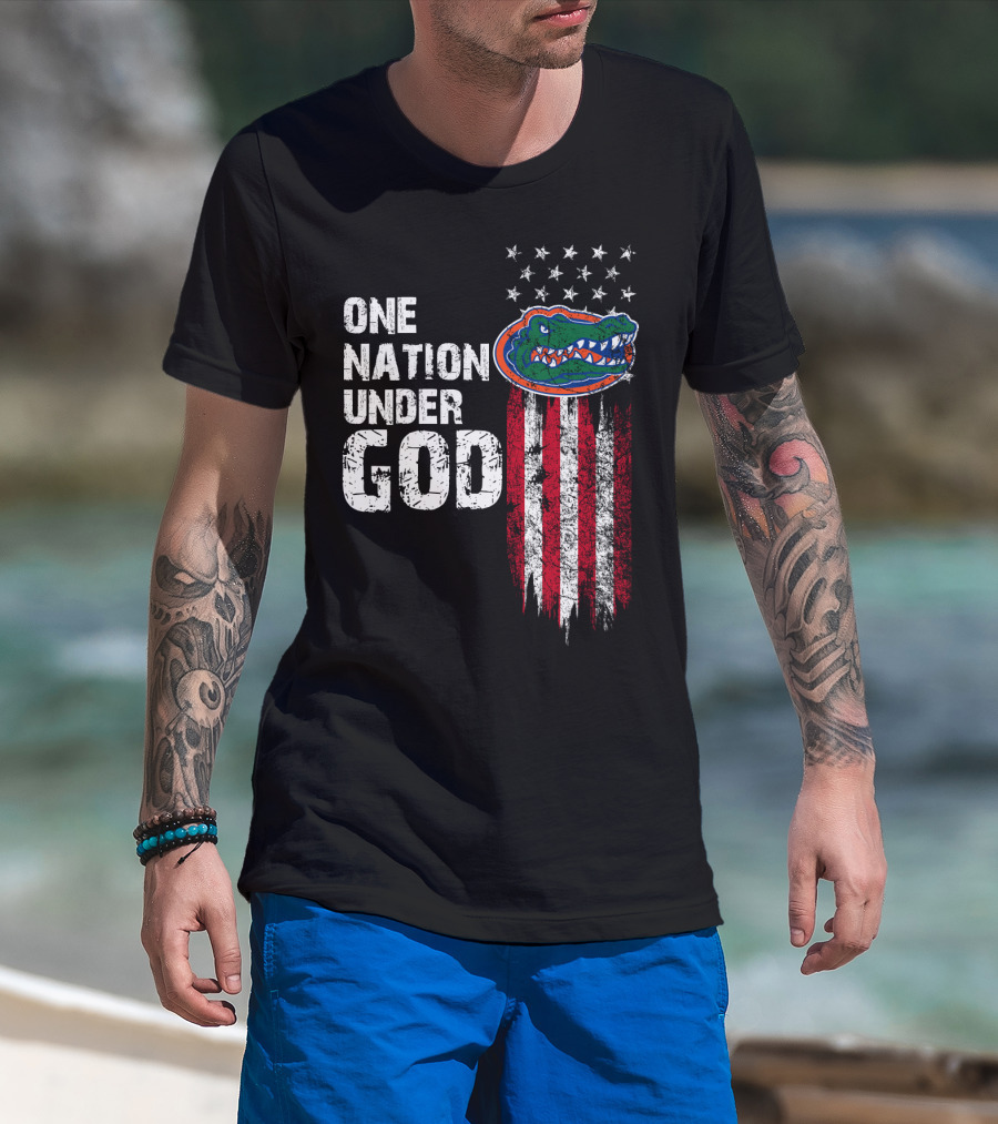 One Nation Under God Florida Gators American Flag Stars T-Shirt