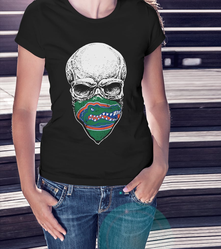 Florida Gators Skull With Team Logo Bandana T-Shirt