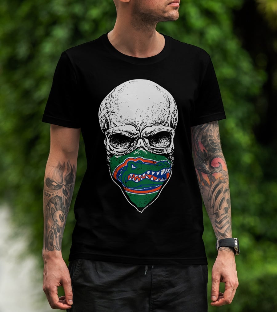 Florida Gators Skull With Team Logo Bandana T-Shirt