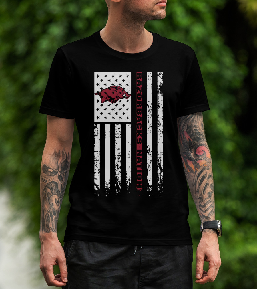 Razorbacks Nation Arkansas Razorbacks Flag Stars And Stripes T-Shirt