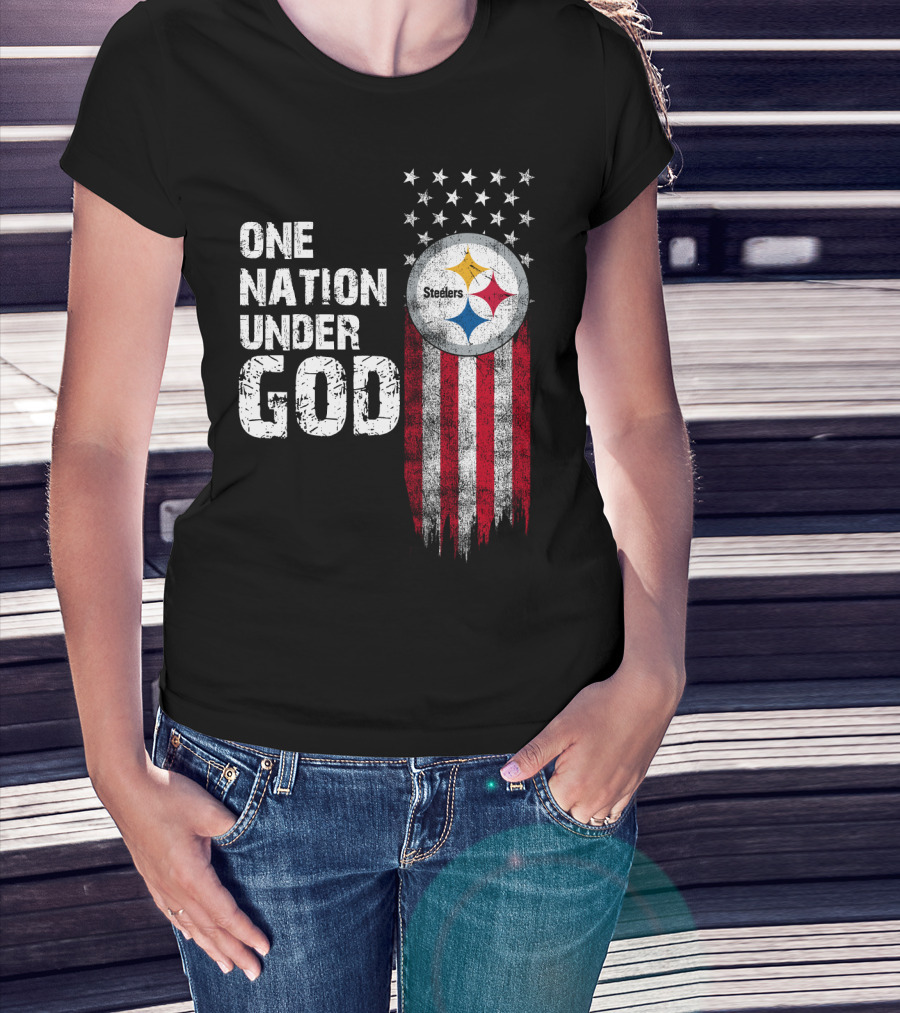 One Nation Under God Pittsburgh Steelers Flag Stars T-Shirt