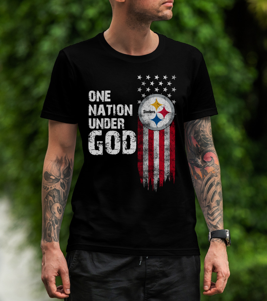 One Nation Under God Pittsburgh Steelers Flag Stars T-Shirt