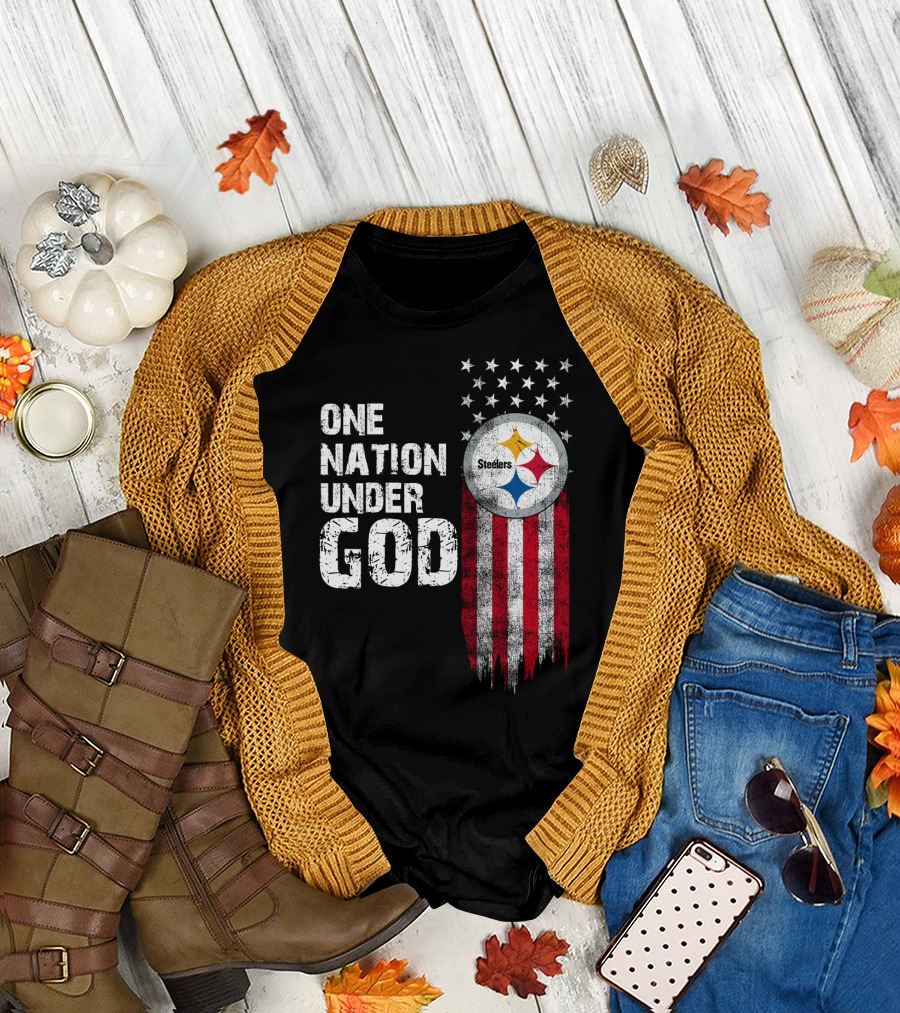 One Nation Under God Pittsburgh Steelers Flag Stars T-Shirt