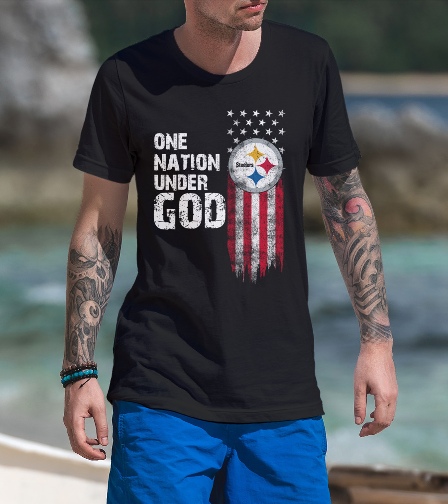 One Nation Under God Pittsburgh Steelers Flag Stars T-Shirt
