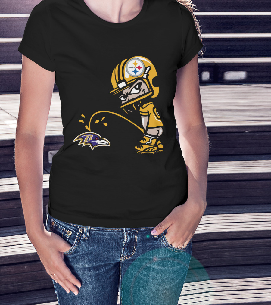 Pittsburgh Steelers Fan And Baltimore Ravens Rivalry Cartoon T-Shirt