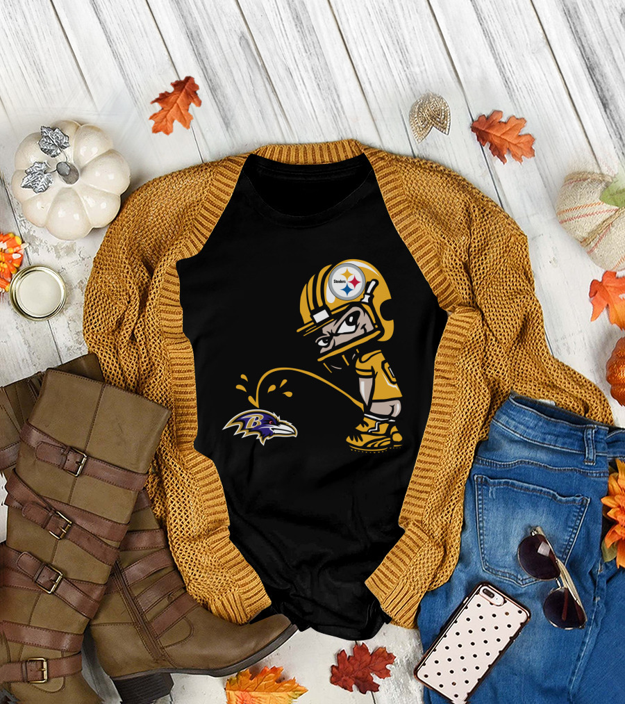 Pittsburgh Steelers Fan And Baltimore Ravens Rivalry Cartoon T-Shirt