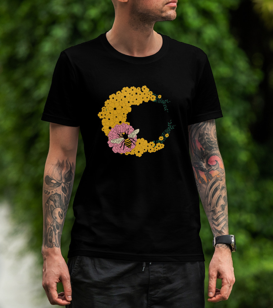 A Bee Has Got To Eat Among Vibrant Blossoms T-Shirt