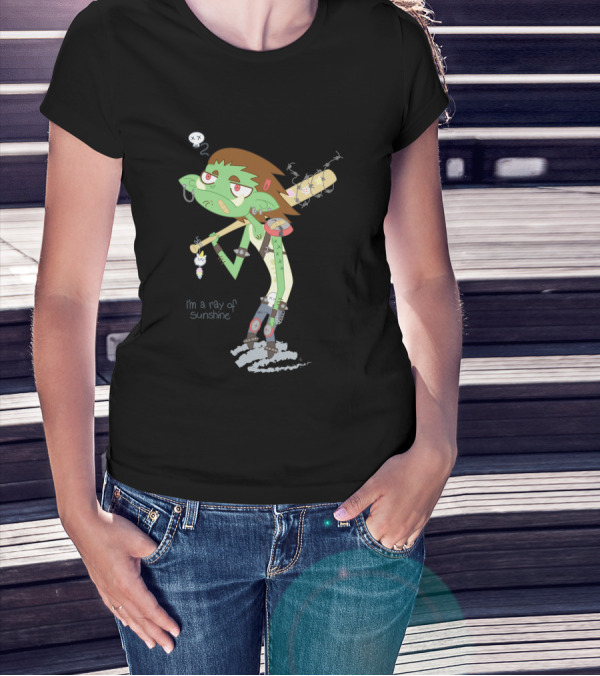 I'm A Ray Of Sunshine Happy Green Fellow Baseball Bat Cartoon Character T-Shirt