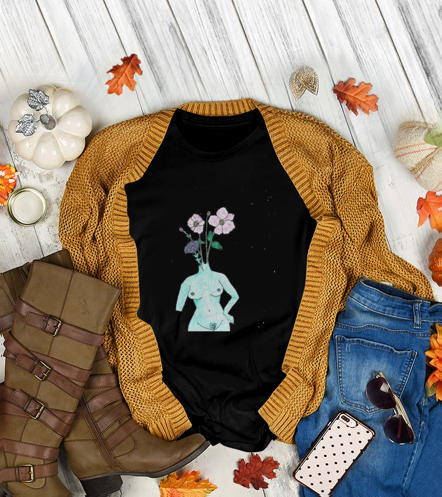 Alien Anemone Flower Head Surreal Floral Body T-Shirt