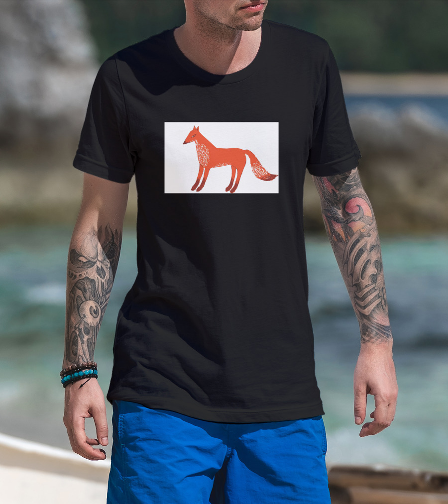 Angry Fox Illustration 589957 Fiery Red Drawing T-Shirt