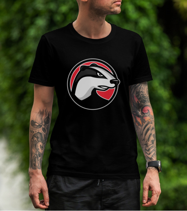 Badger Head Circle Mascot 1018637 Red And Black T-Shirt