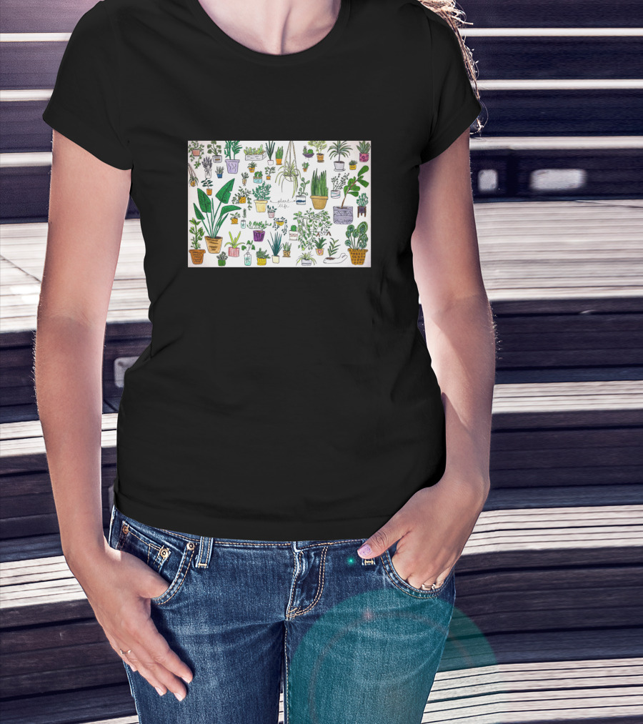 All My Plants Collection Featuring Various Houseplants T-Shirt