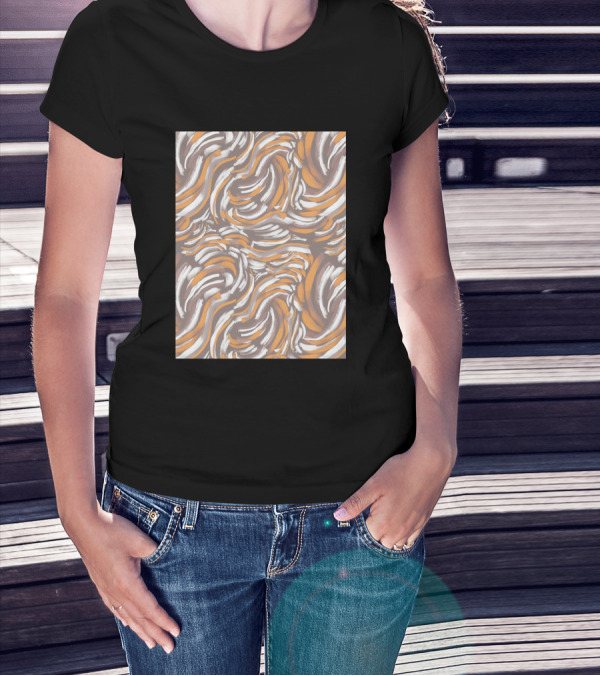 Animal Skin 007 1507565 Brown Orange White Swirl T-Shirt