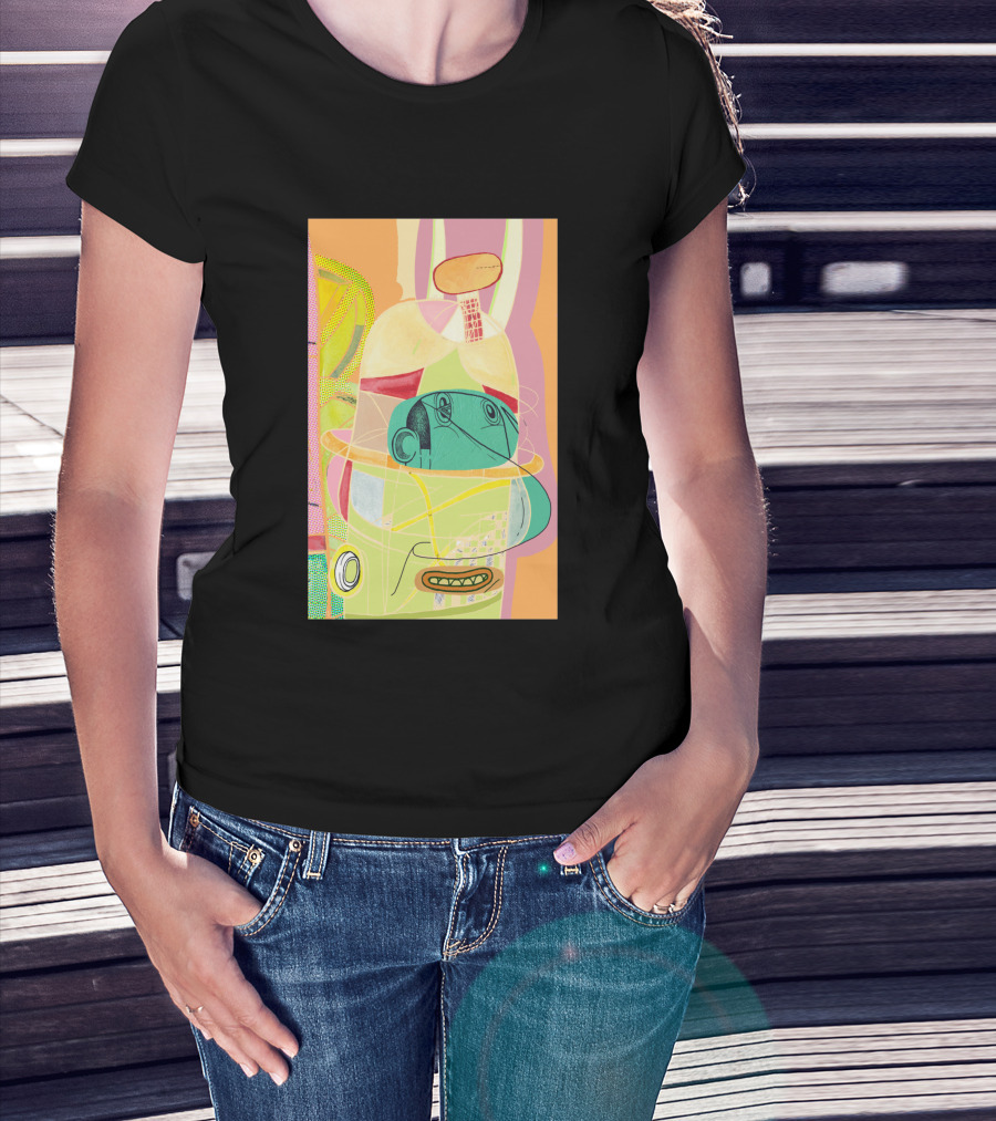 Another Fellow 37074 Abstract Geometric Face T-Shirt