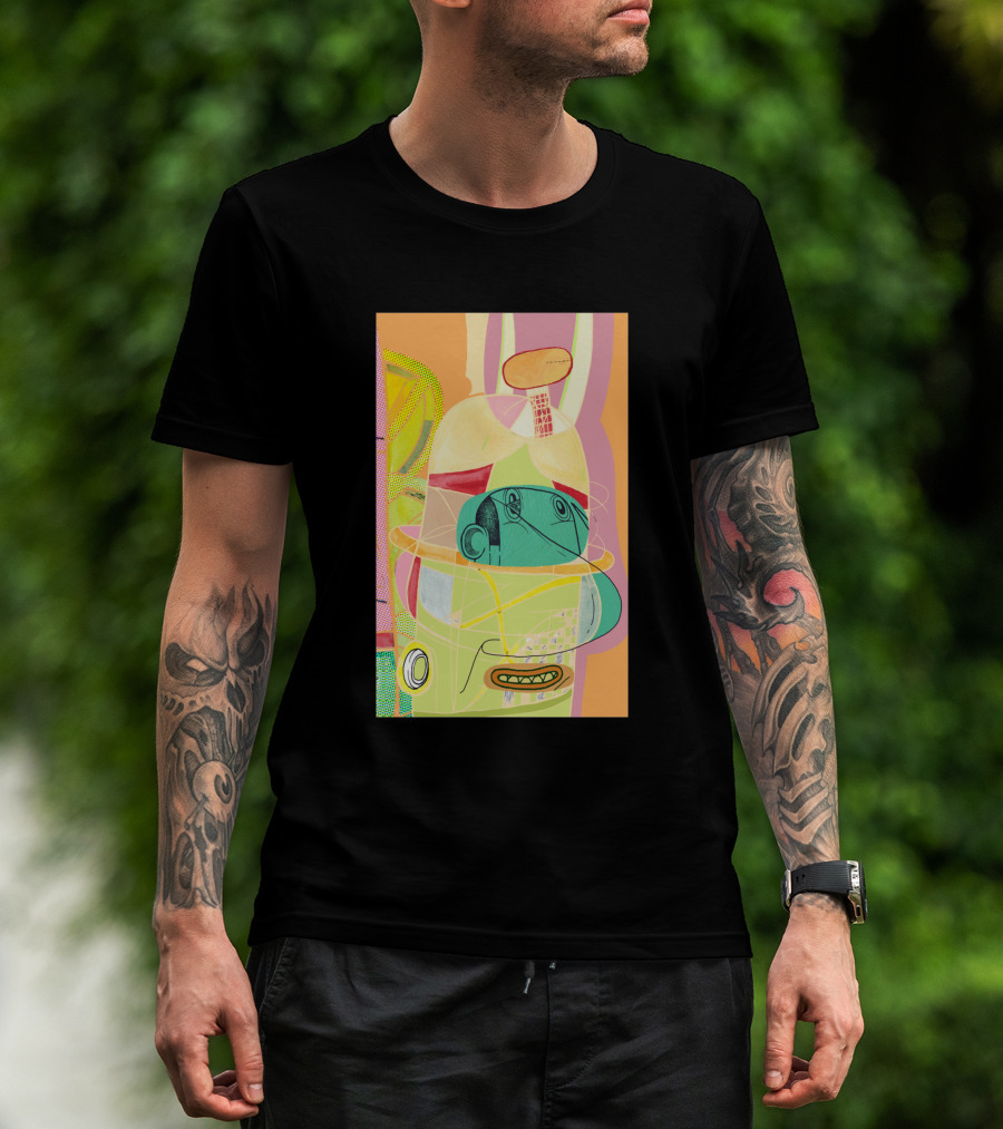 Another Fellow 37074 Abstract Geometric Face T-Shirt