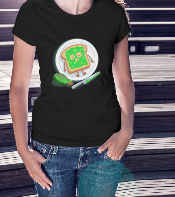Avospado Toast Character With Avocado And Knife On Plate T-Shirt
