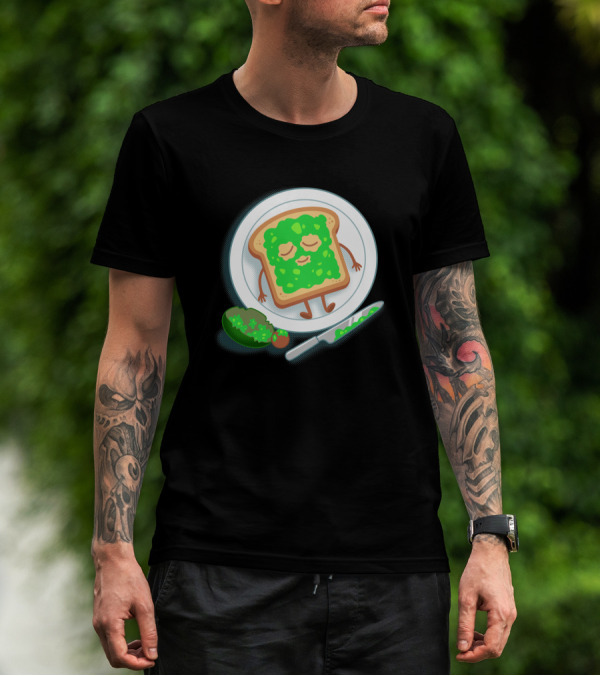 Avospado Toast Character With Avocado And Knife On Plate T-Shirt
